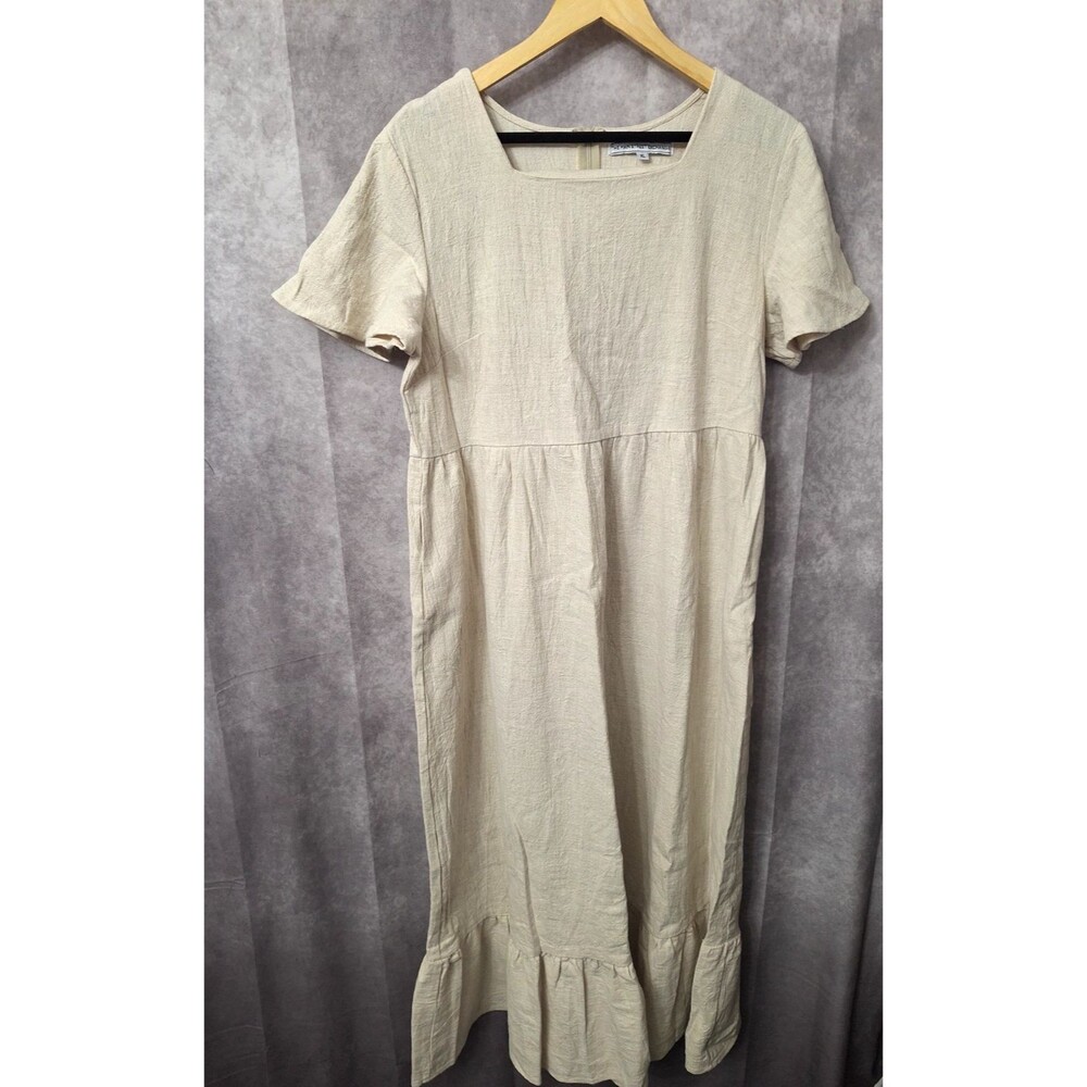 Women's Cream Midi Dress with Ruffle Hem